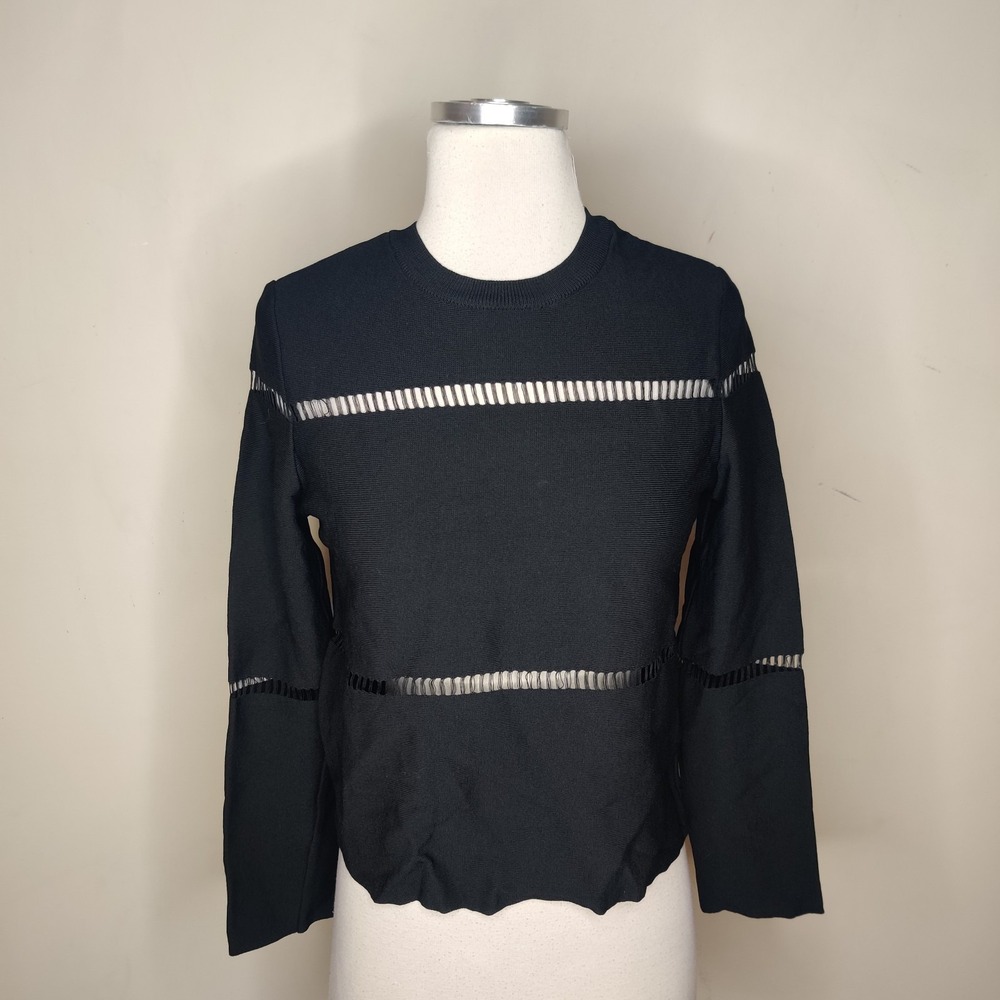 Zara Black Sheer Lace Inset Top